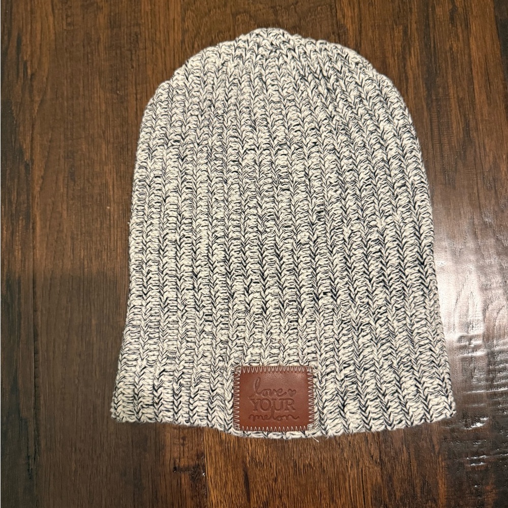 Love Your Melon Black and White Knit Beanie